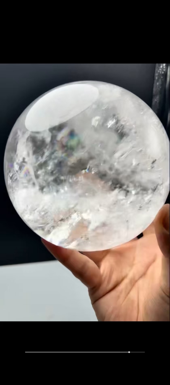 6.5lb Top Natural Rainbow Clear Quartz Sphere Crystal Energy Ball Reiki +Stand