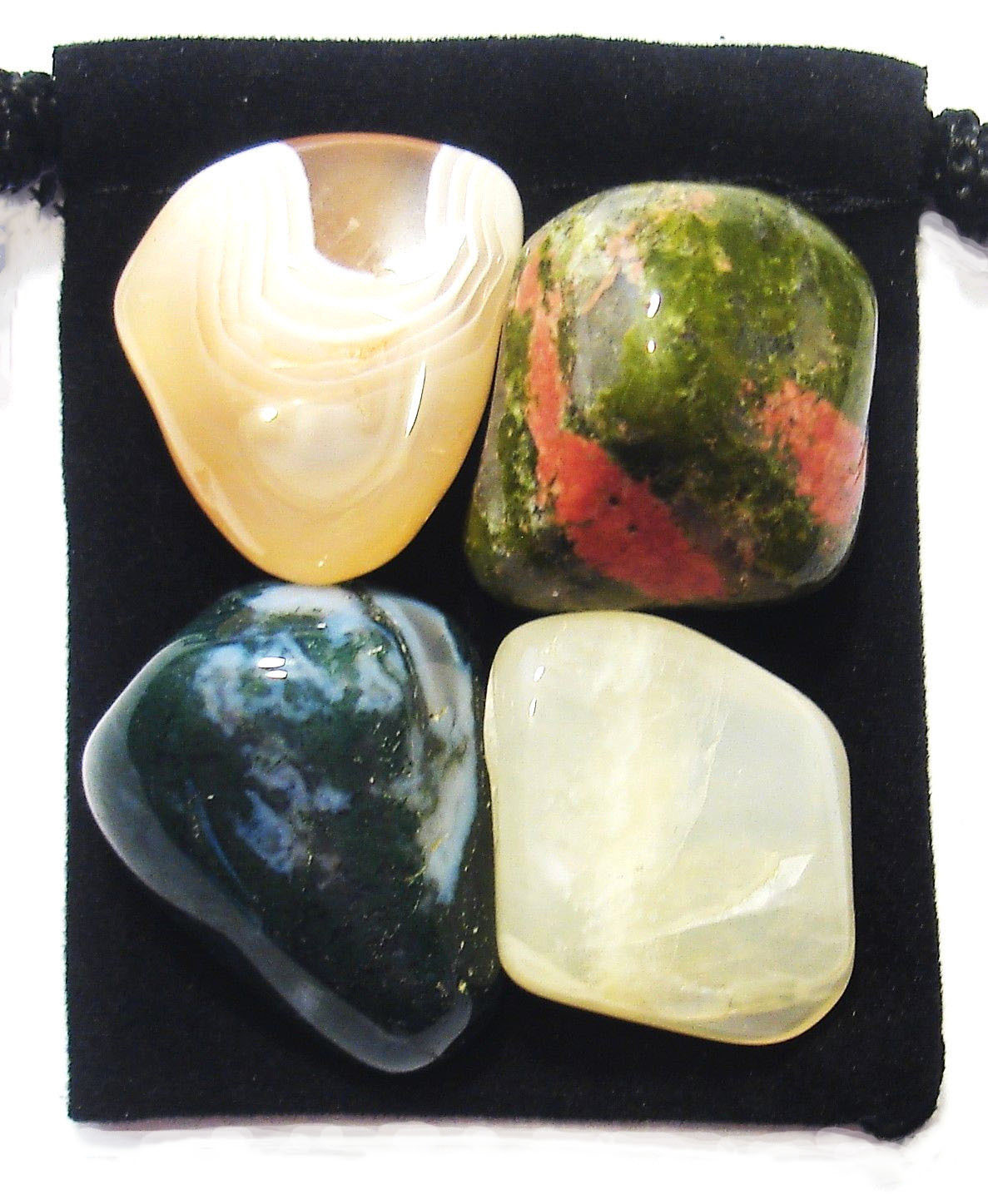 PREGNANCY & BIRTHING AID Tumbled Crystal Healing Set = 4 Stones + Pouch + Card