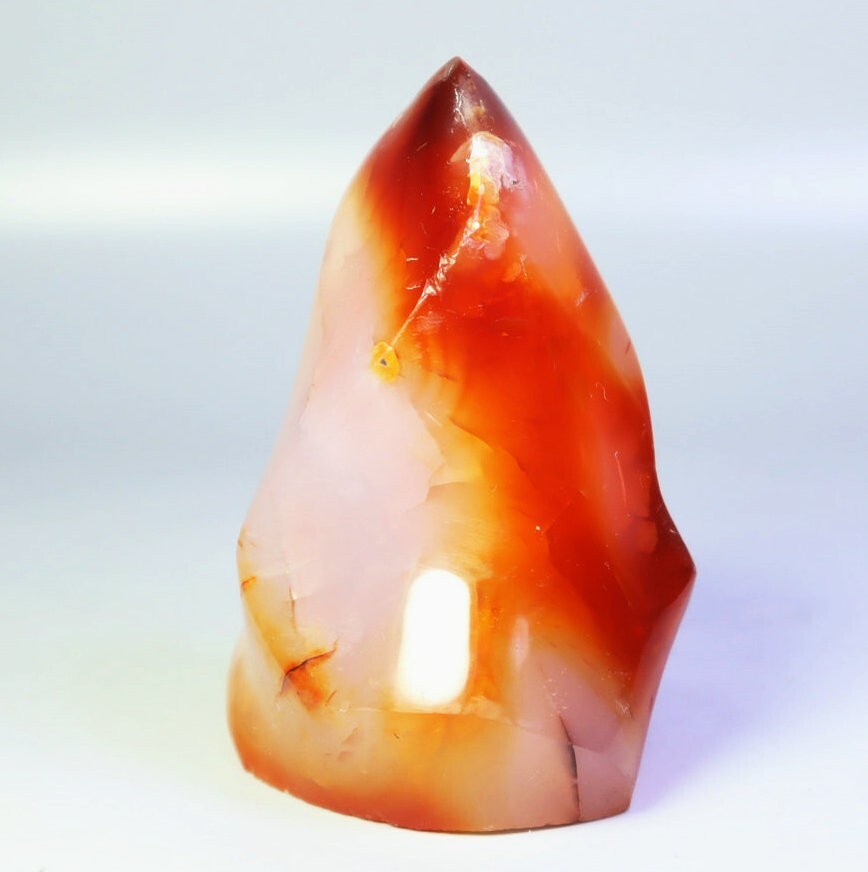 156g Natural Red Orange Carnelian Agate Quartz Crystal Flame Freeform Madagascar
