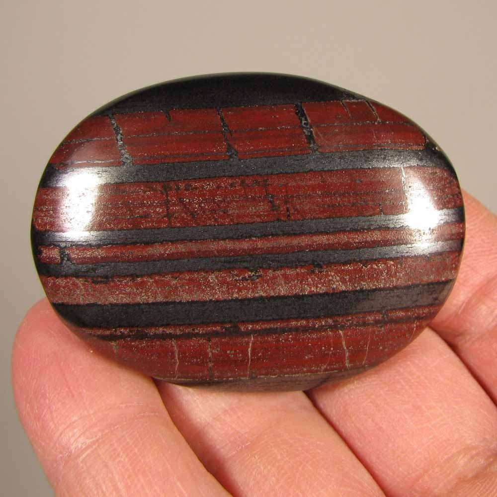 2.1″ Banded RED IRON JASPER Polished Palm Stone – India