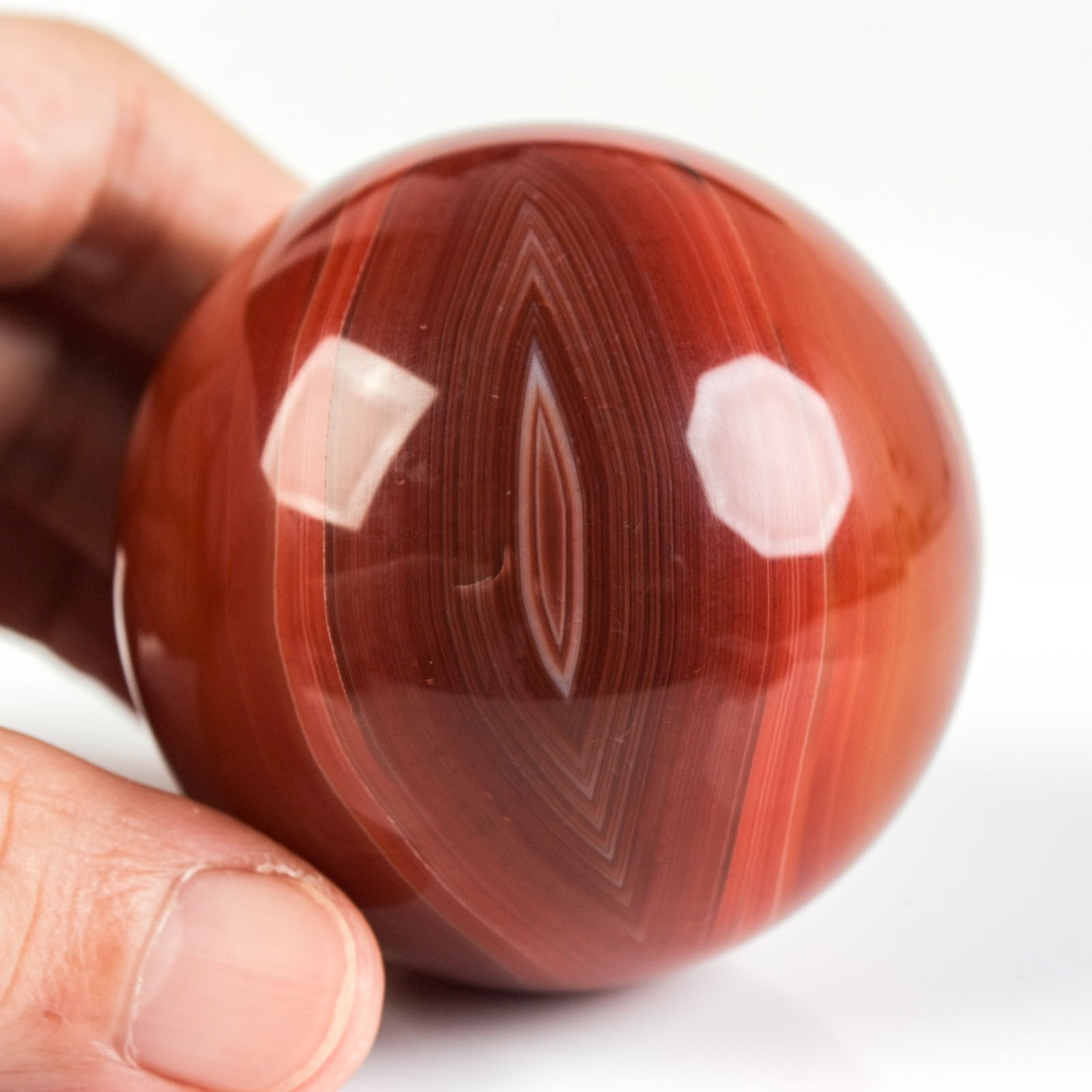 2.2″ 9.1oz Banded Carnelian Agate Sphere Crystal Ball Natural Mineral Specimen