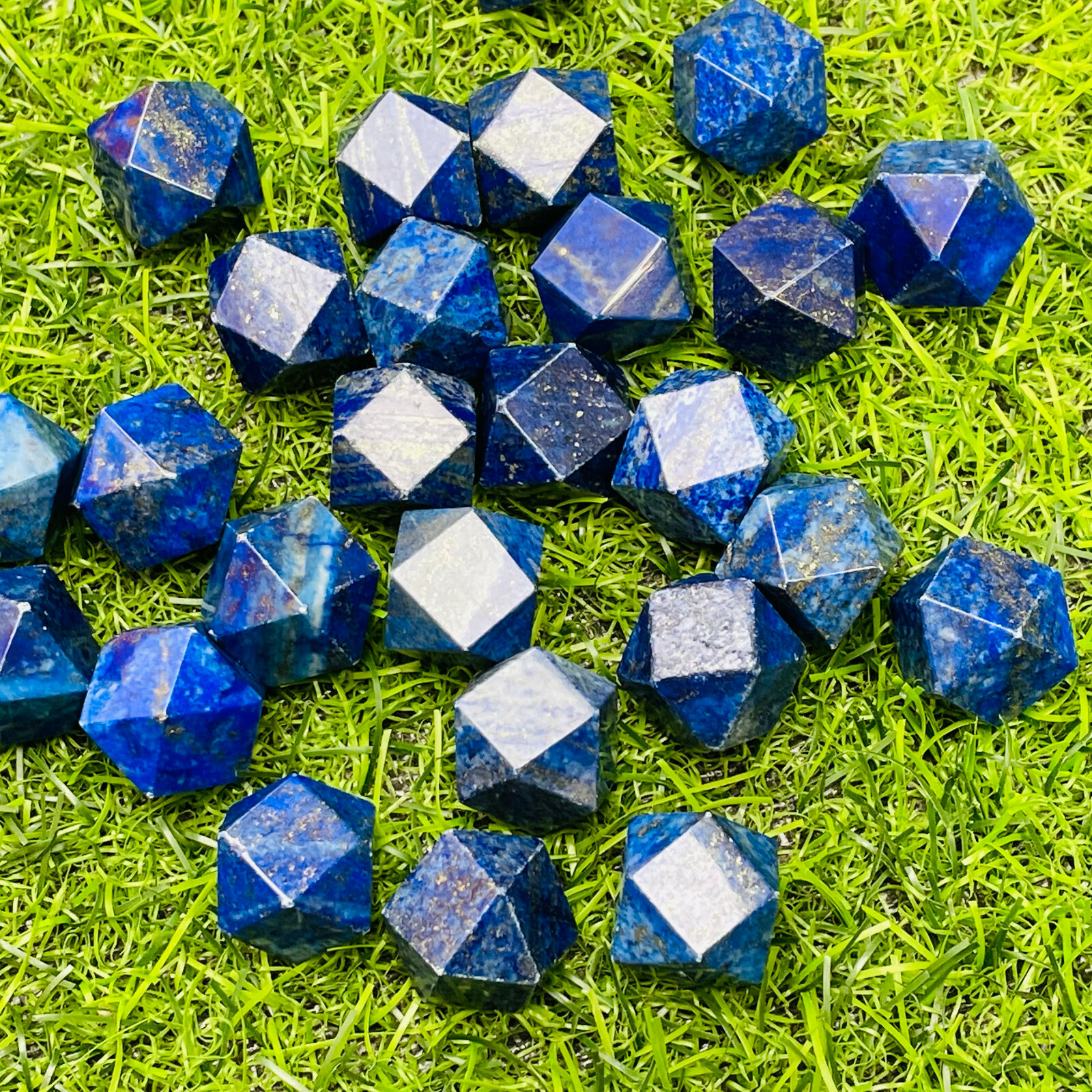 5pc Natural Lapis lazuli quartz dodecahedron crystal specimen healing
