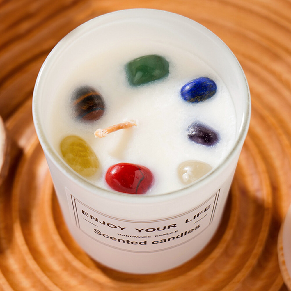 Natural Quartz Crystal Stone Aromatherapy Candle Soy Wax Smokeless Candles Gifts