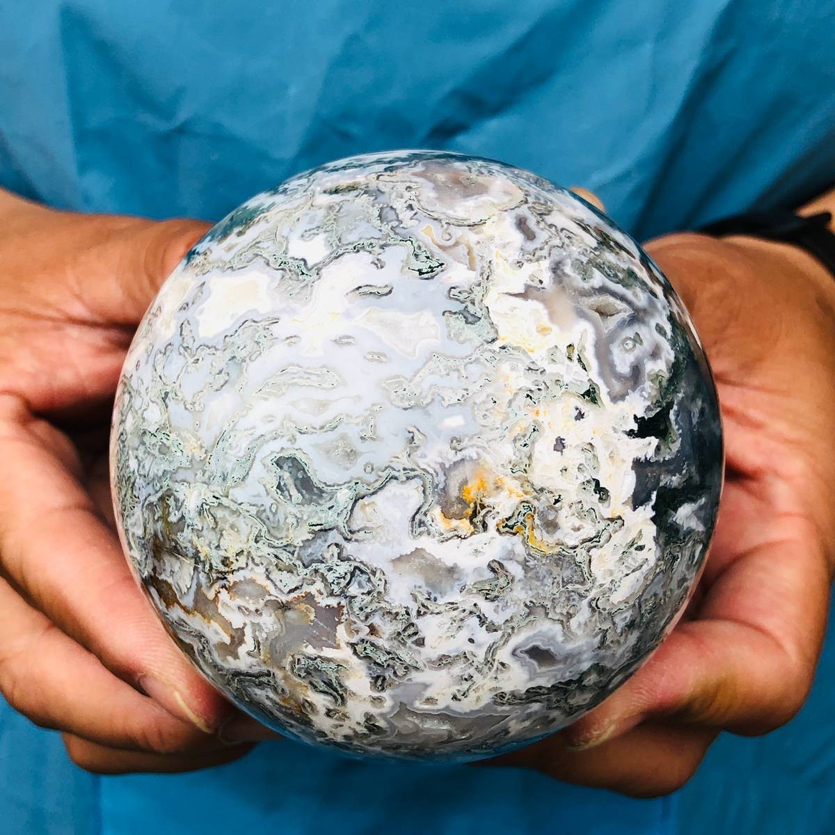 3 pieces 2490g Natural aquatic Agate Ball Quartz Crystal Sphere Healing 2111