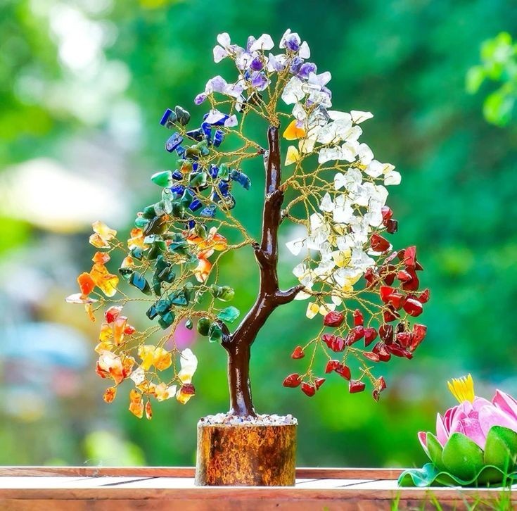 Seven Chakra 200 Chips Money Bonsai Tree of life Healing Feng Shui Statues