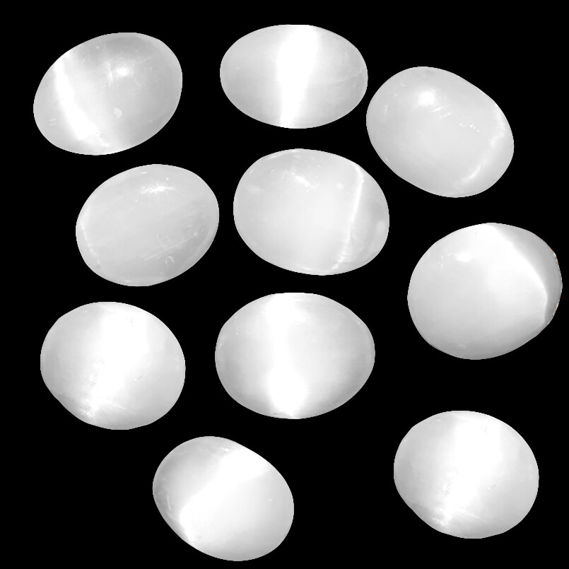 Natural Selenite Palm Stone Crystal Healing Reiki LOT of 10 Polished Worry Stone