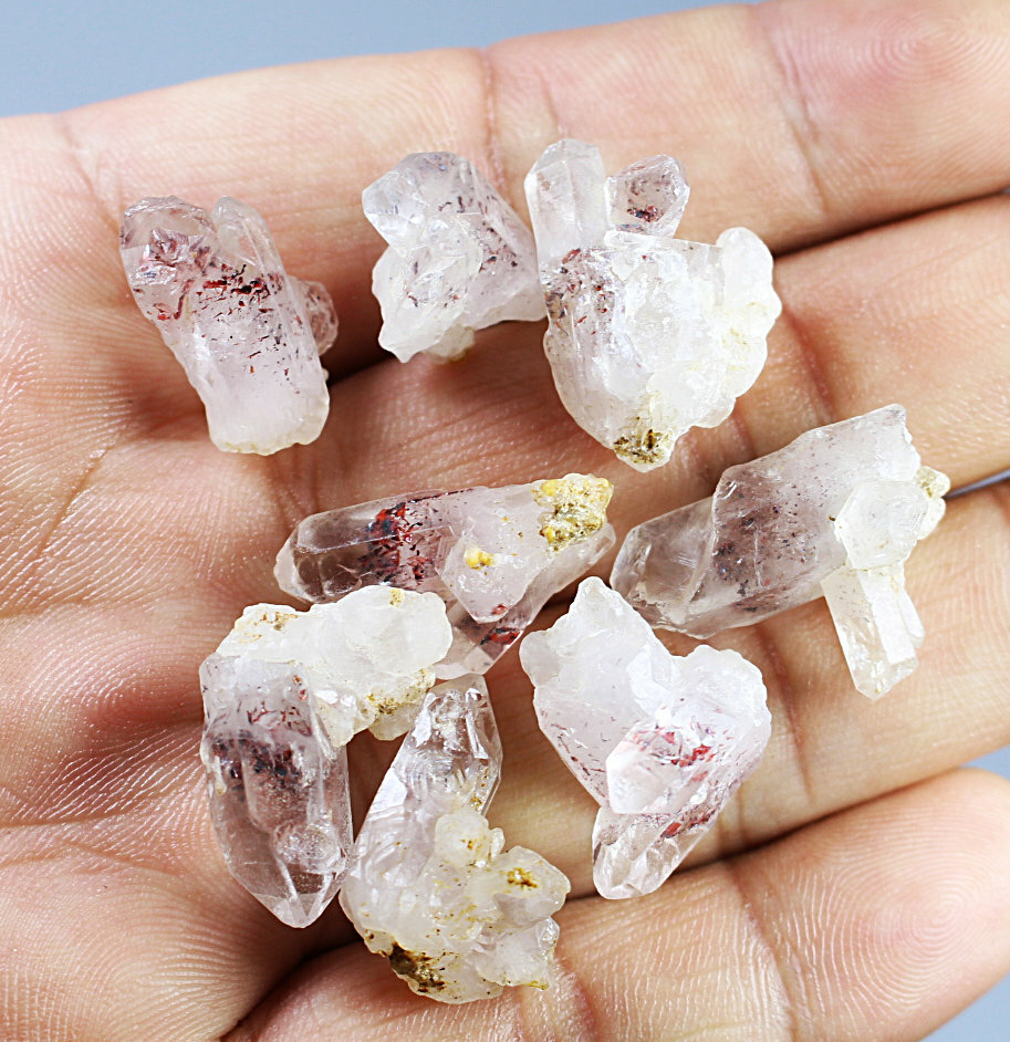 8pcs Natural Red Strawberry Pyramid Quartz Crystal Stone Point Mineral Specimen