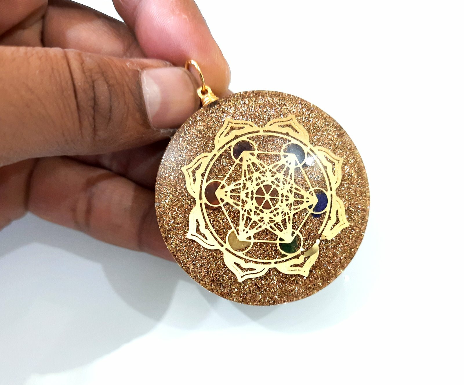 7 Chakra Metatron Cube EMF Protection 5G Protection Orgone 7 Chakra Pendant