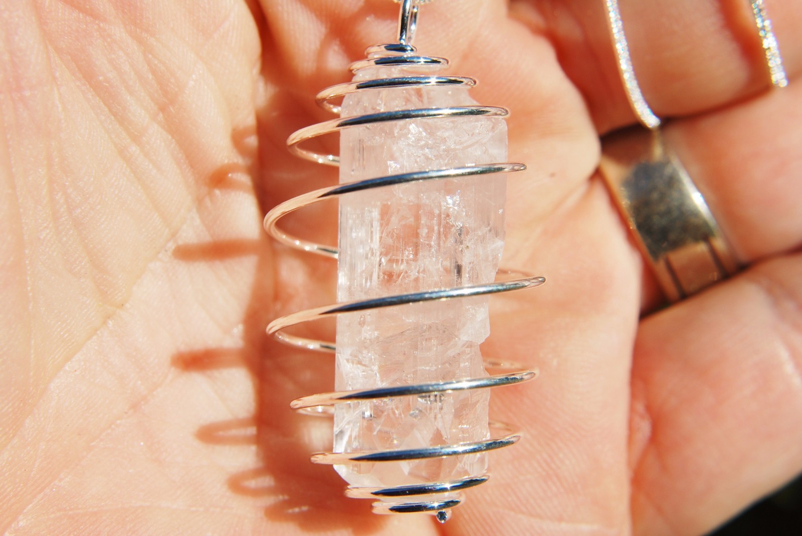 Charged Danburite Crystal Pendant + 20″ Stainless Steel Chain & Charger SYN 12