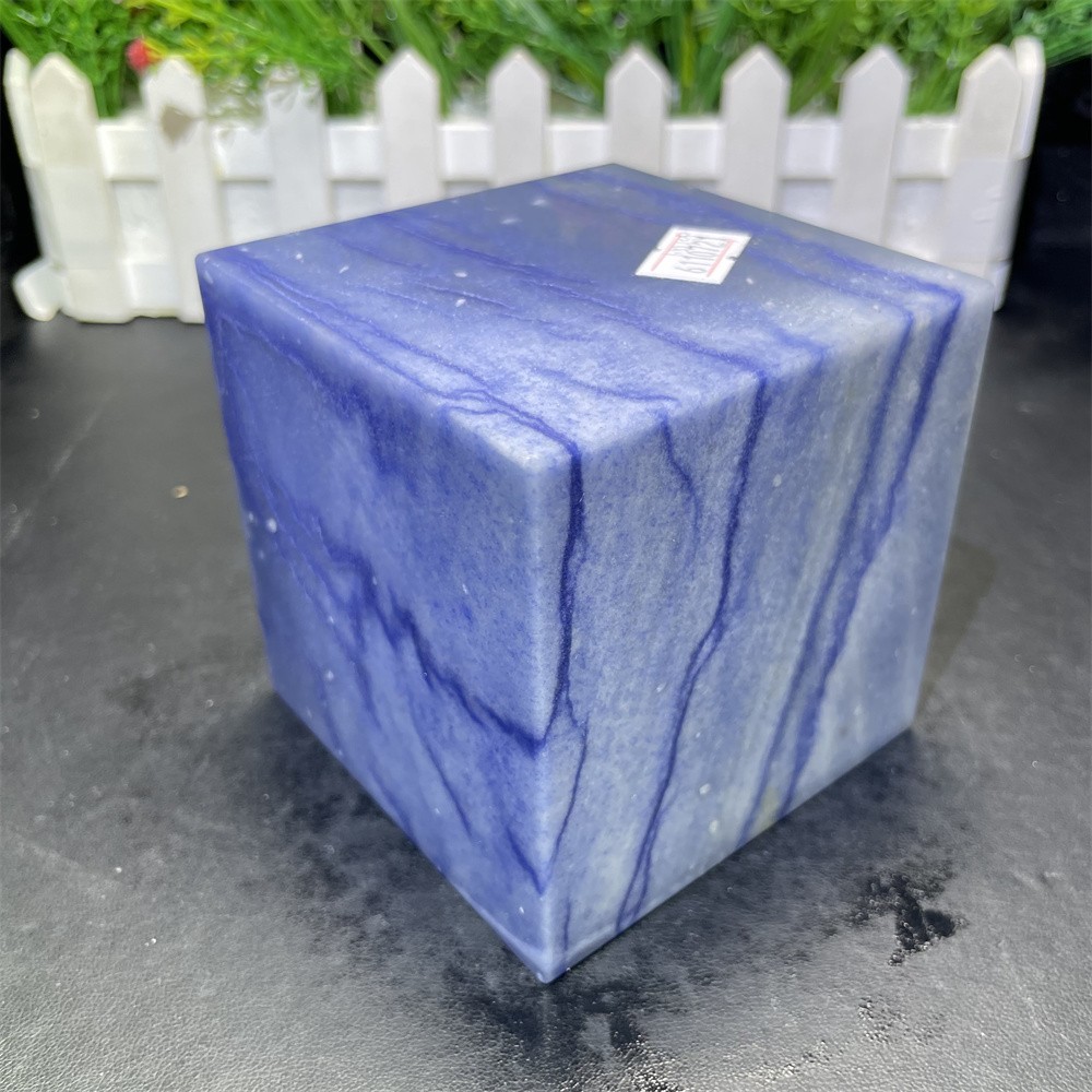 3.3LB 3.1″ Blue Aventurine Cube Crystal Carved Reiki Heal Decor Quartz Gift