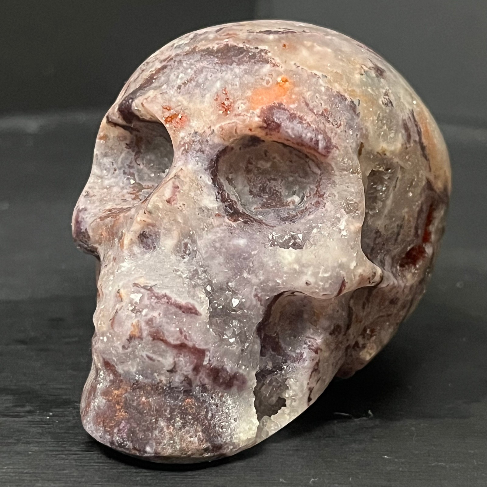 289G RARE fluorite skull Crystal cave hand carved crystal skull healing E48