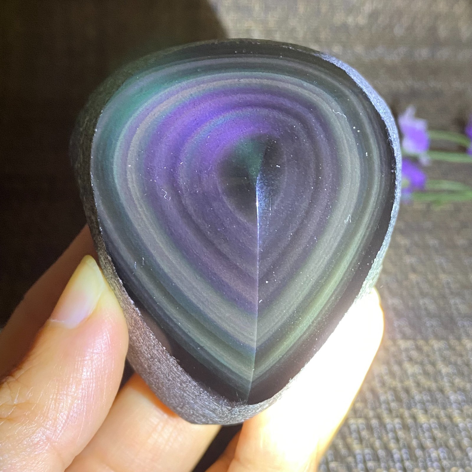 164g Rainbow Natural Obsidian Cat Eyes Quartz Crystal rough Healing