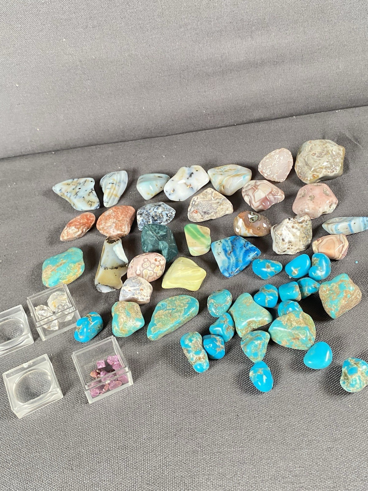 Vintage Turquoise Stone Rocks, Set Of Multiple Types Of Stone
