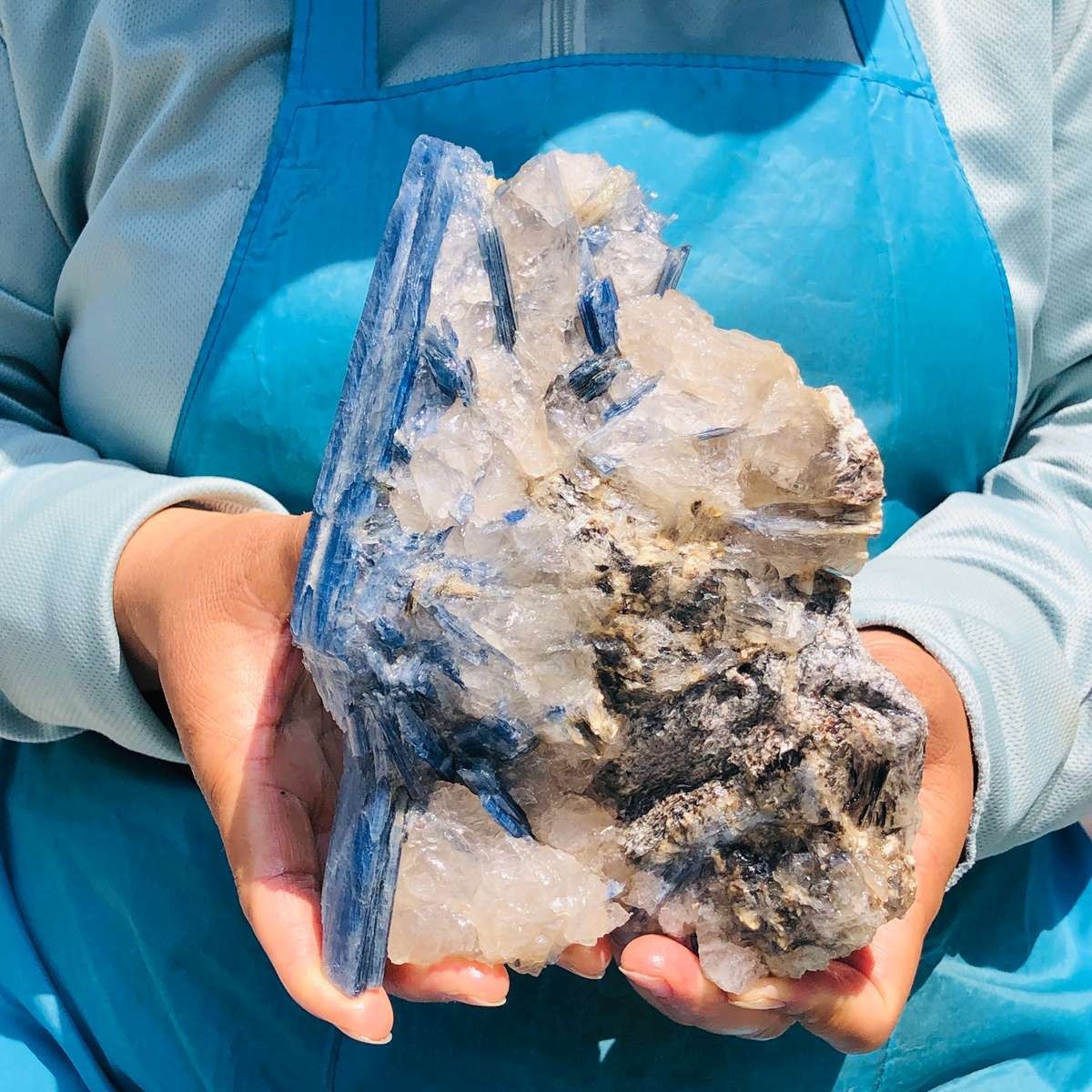 4.15LB Natural Blue Kyanite Cluster with Clear Quartz Matrix Crystal Specimen