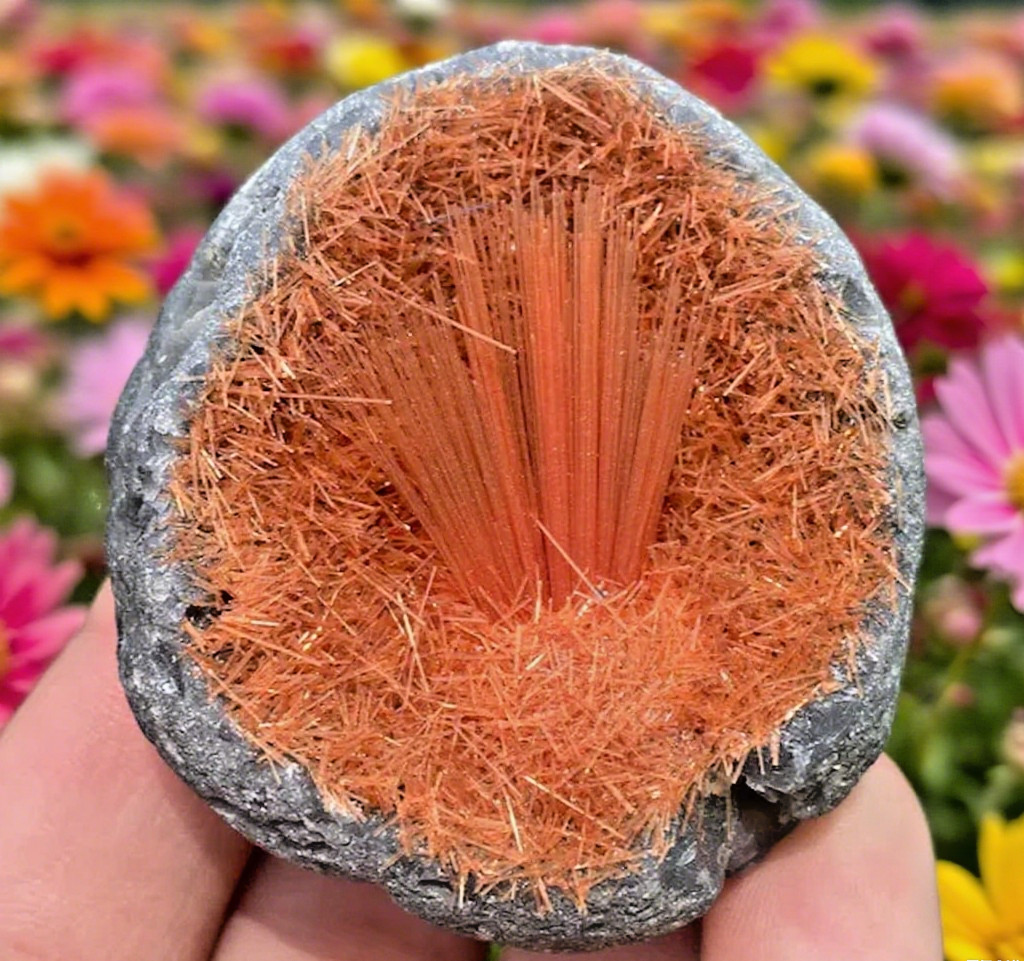 Goethite Magnetite Orange Copper Ore Crystal Sphere Cluster Collection Decor