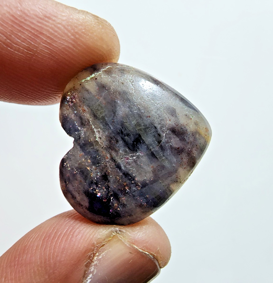 46 Crt Unique A+ Lapidolite Crystal Heart Shape Gemstone Cabochon Jewelry Making
