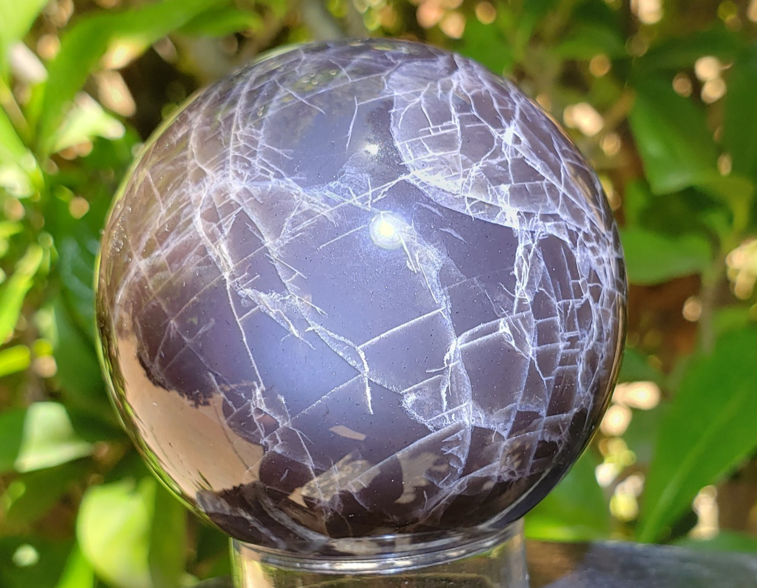 2.13″ Black Moonstone Silver Flash Crystal Sphere Orb Ball, 215g or 7.6 oz
