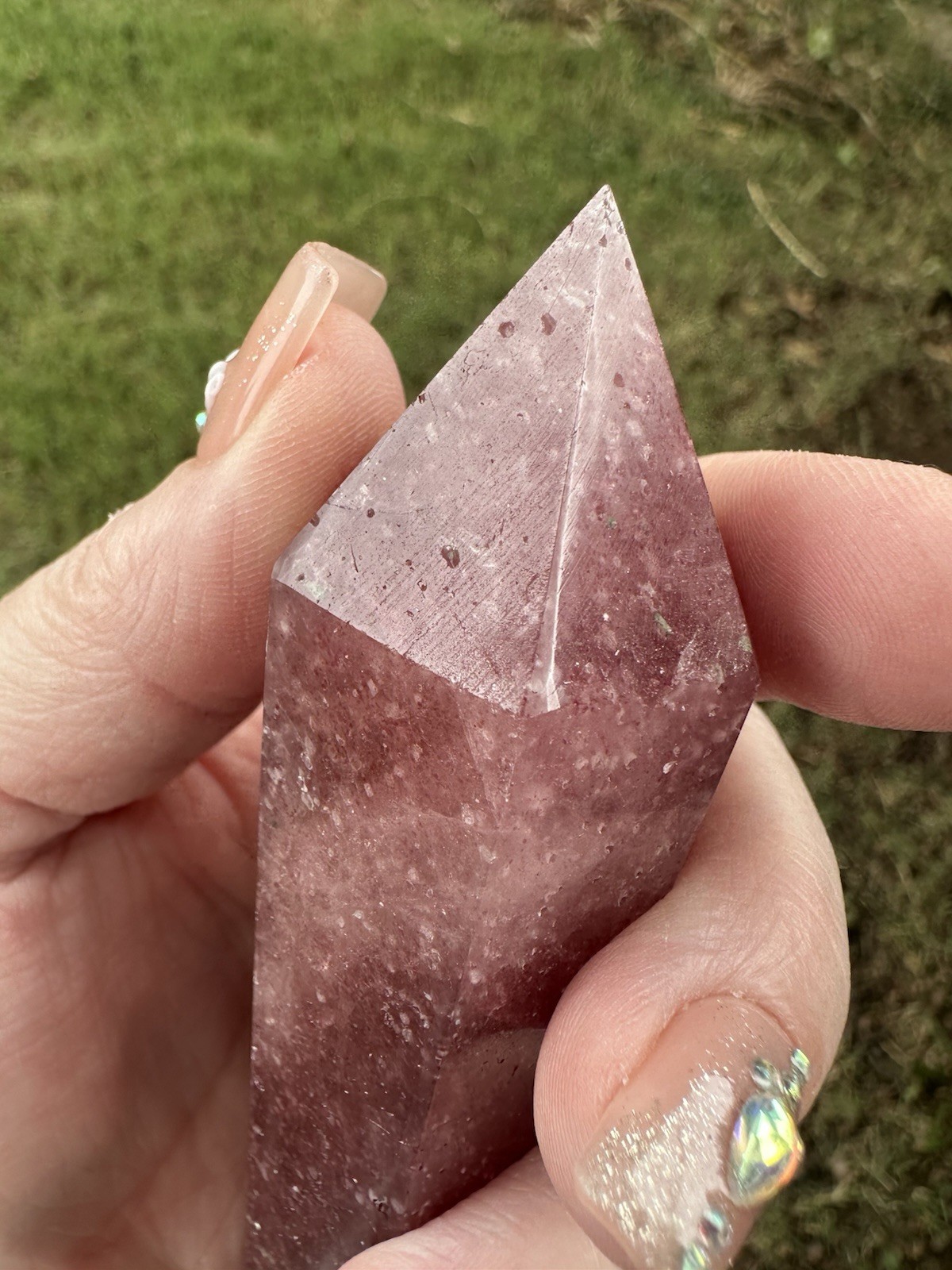 Natural Strawberry Quartz Wand Deep Red Crystal Point Healing Stone