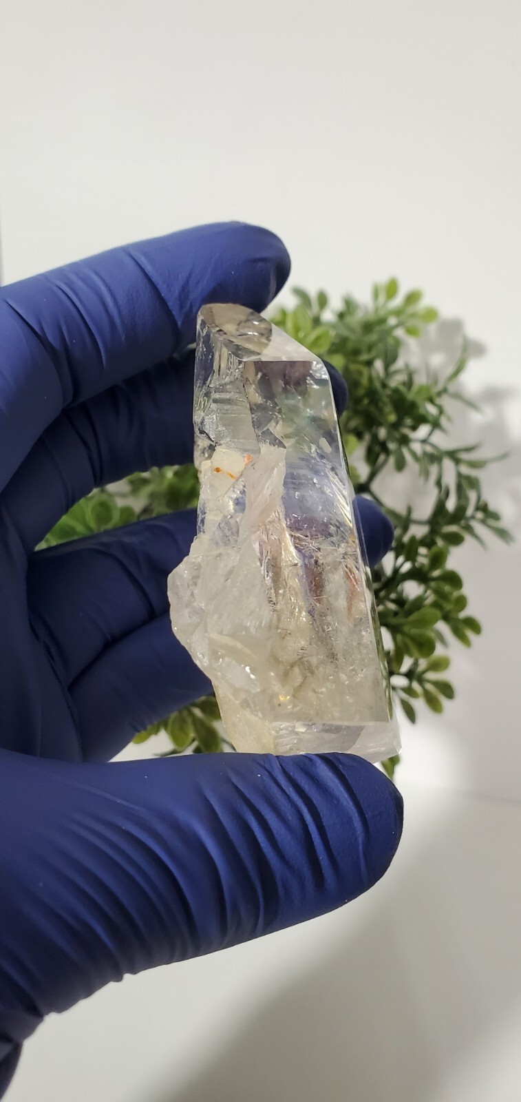 100g Natural Clear Quartz Freeform , One Side Raw Semi Polished