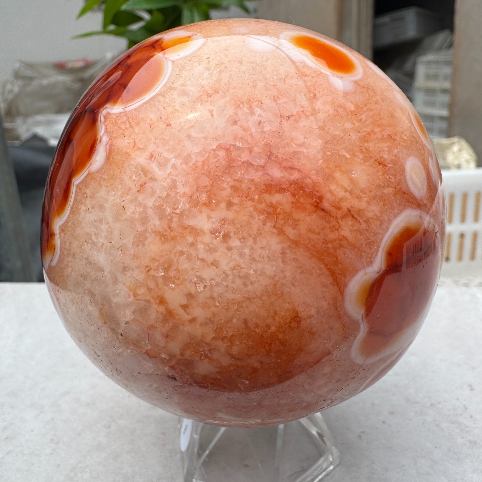 940G Natural red stripe agate sphere Crystal Ball Madagascar mineral