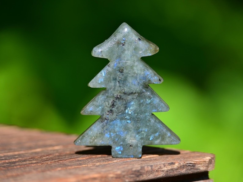 2” Natural carved mixed material Christmas Tree Reiki decor healing gift 1pc
