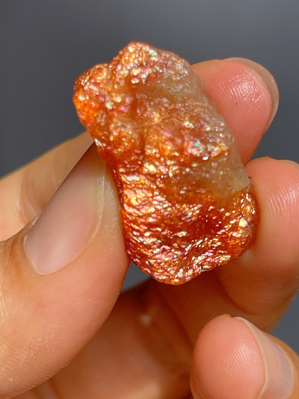 Rainbow Flash Sunstone Rough Specimen, Golden Schiller Crystal Mineral Decor