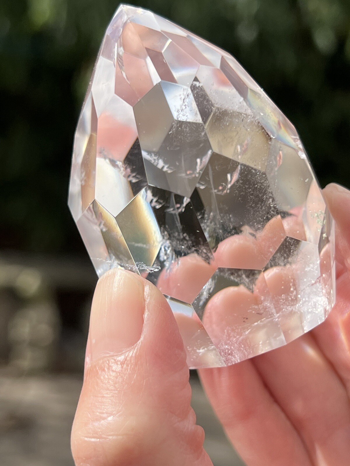 Clear Quartz Hand Faceted Large Crystal Droplet AAA+ Freestanding 13