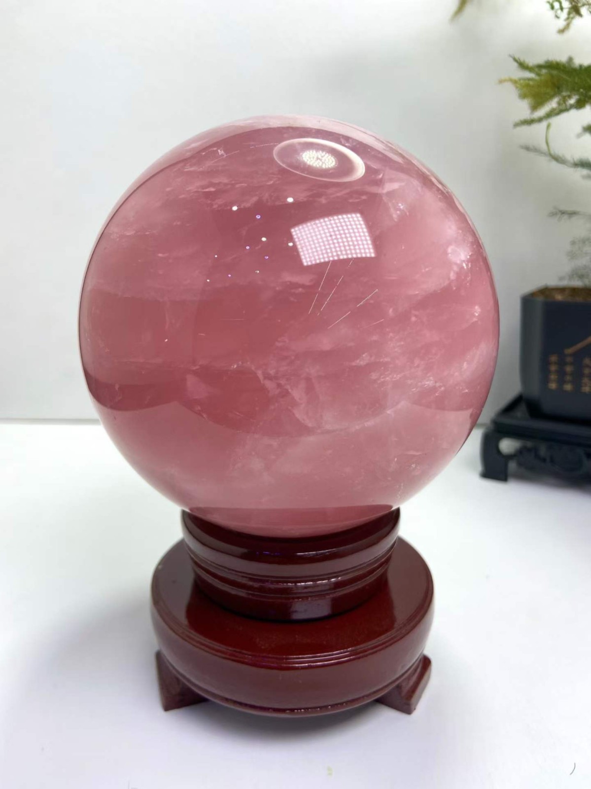 108mm Natural Pink Rose Quartz Sphere Energy Crystal Ball Reiki Decor+Stand