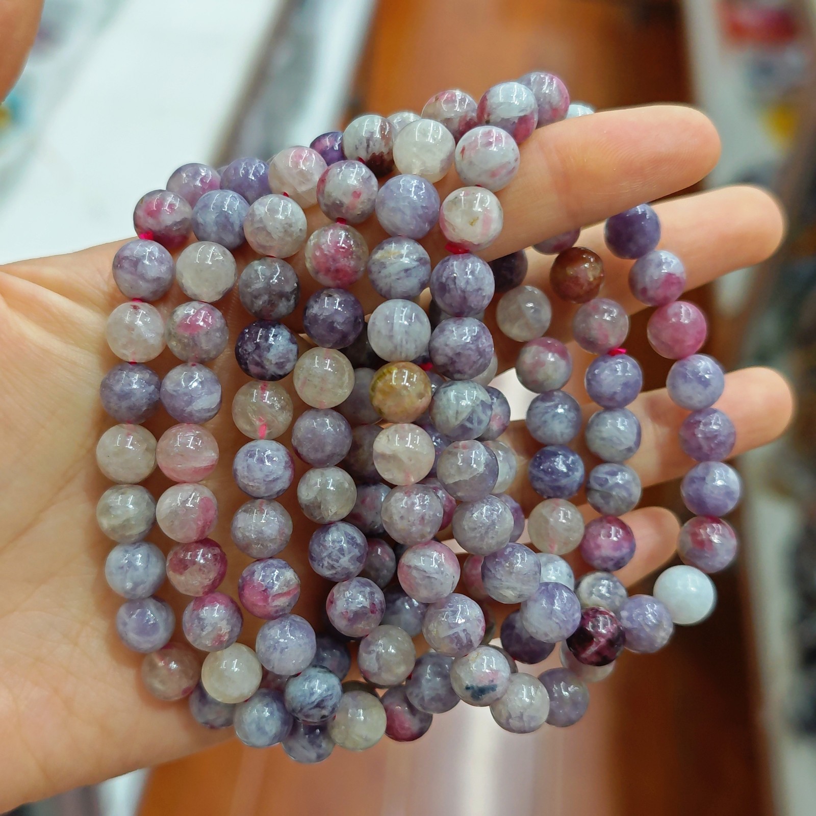 Wholesale Lot 2pc Natural Quartz 8mm 7.5″Crystal Stretch Bracelet