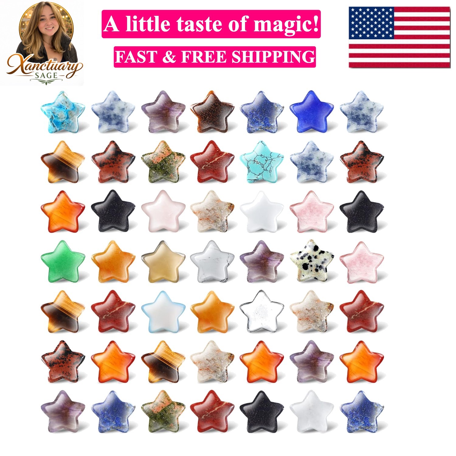 50 Pcs Mother’s Day Star Shaped Crystals Bulk, 0.8 Inch Mini Polished Gemston…
