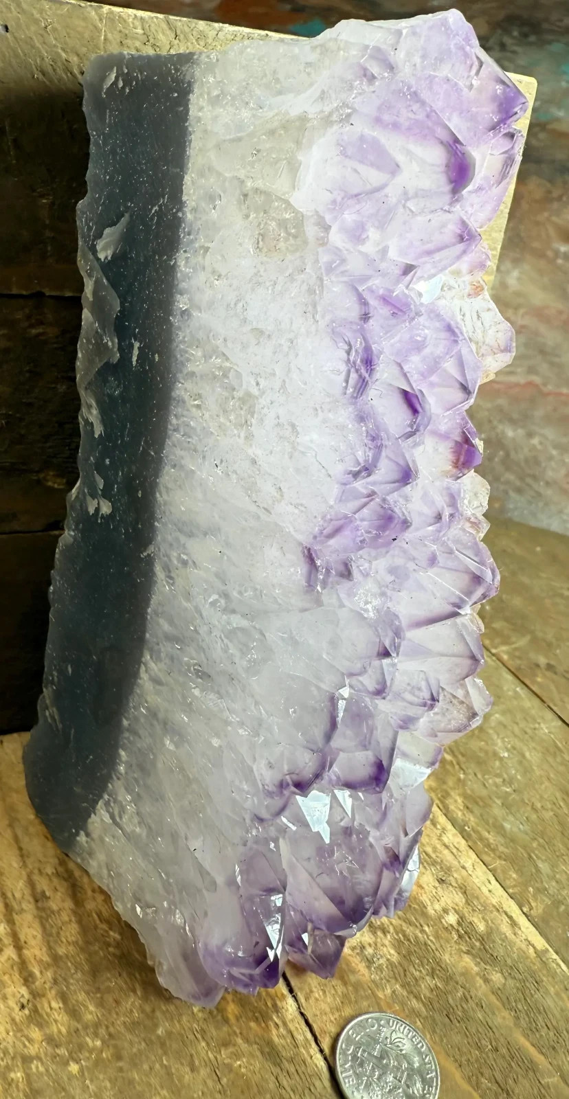 6 Inches Standing Amethyst Cluster – Brazilian Druzy Geode with Cut Base