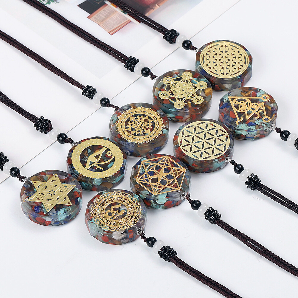 Natural Orgonite Stones Pendant Crystal Healing Chakra Energy Orgone Necklace
