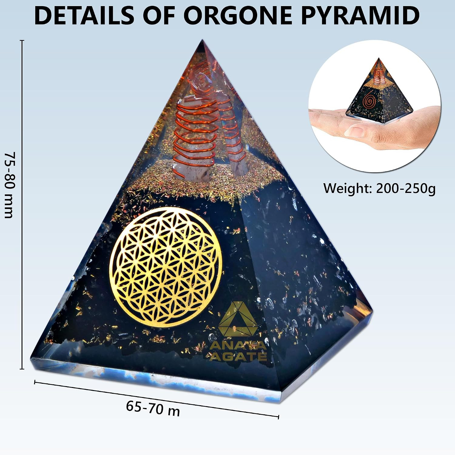 Orgone Pyramid – Shungite Crystal Pyramid for Spiritual Protection and Inner Pea