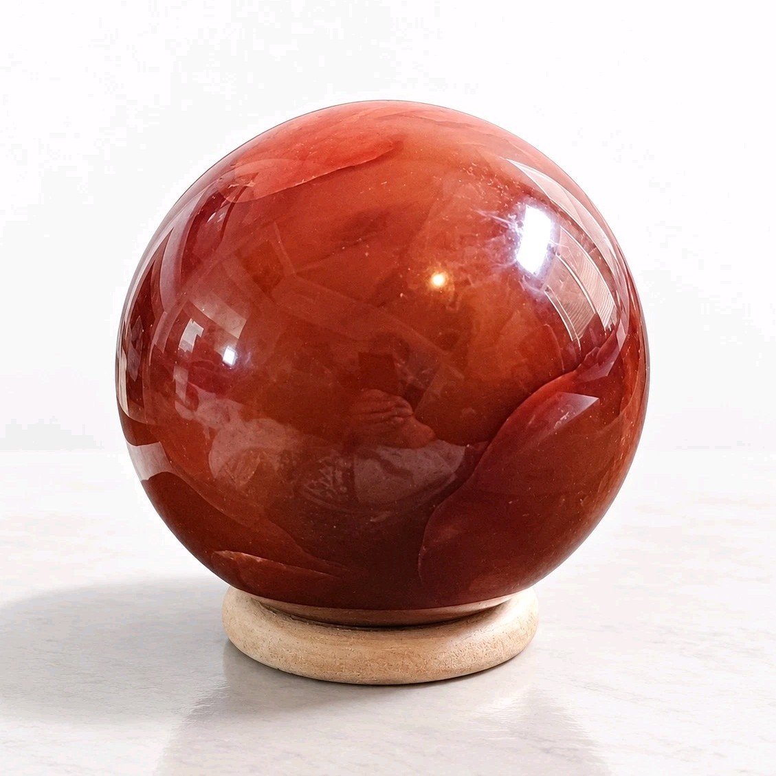 Natural Polished Red Carnelian Sphere 2.5″ – 340g – USA