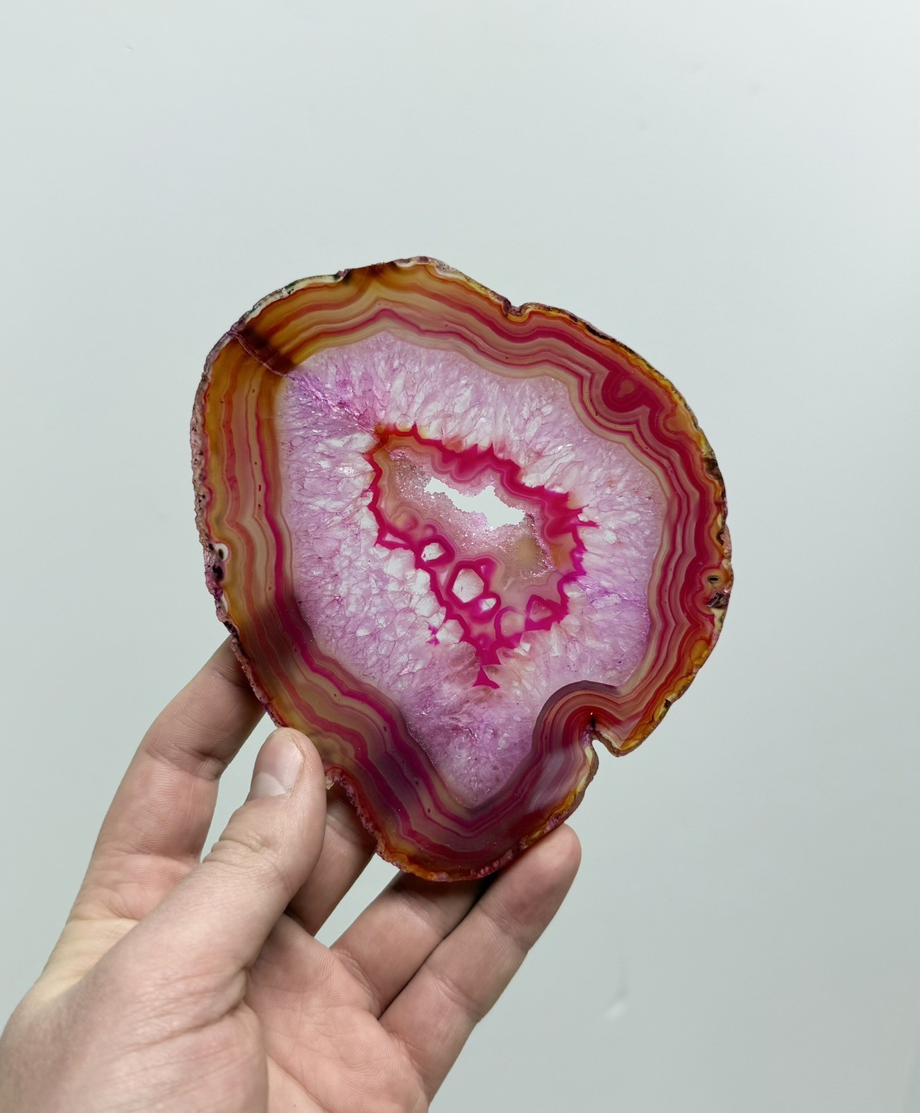Set of 2 High Quality Pink Agate Thin Slices – Bright Colors!