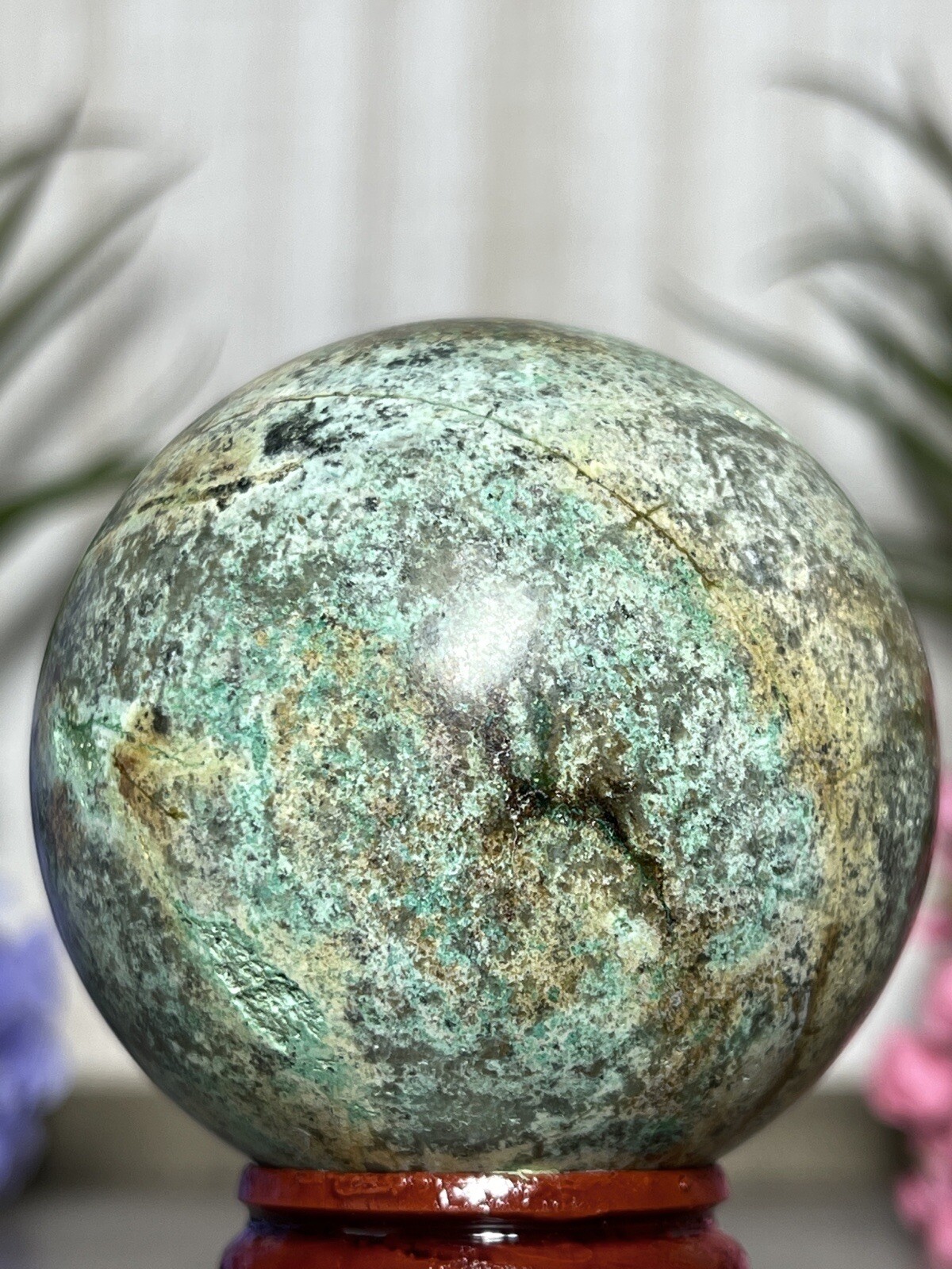 PHOENIX SPHERE – Green Blue Mineral Copper Ore Malachite Turquoise Crystal Orb