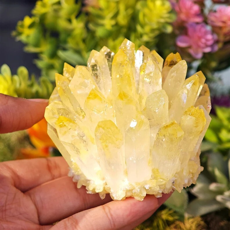 300G+ New Find Large Yellow Ghost Phantom Quart Crystal Healing Cluster Rocks