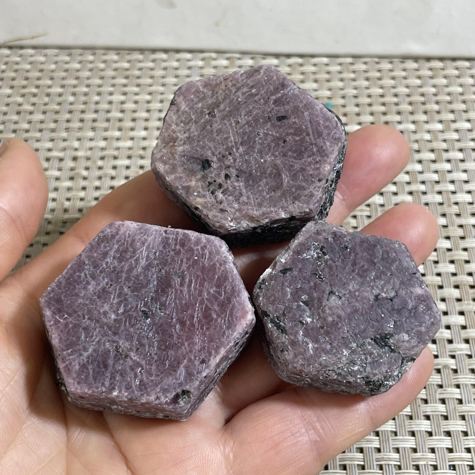 3pc 233g Natural Red Corundum Ruby Crystal Rough Mineral Specimen