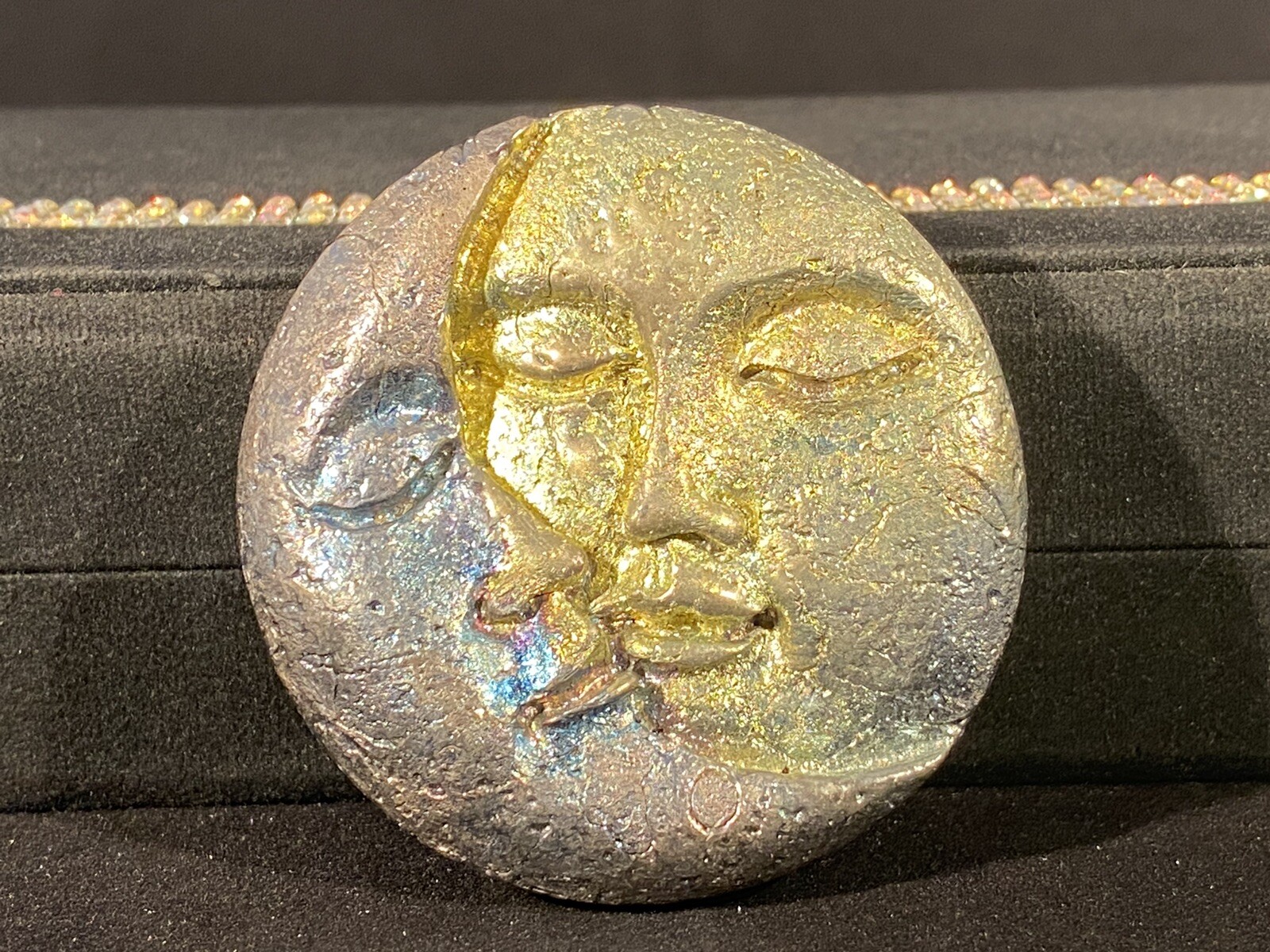 Beautiful 61mm Bismuth Sun & Moon 170 Grams (Stone of Transformation)