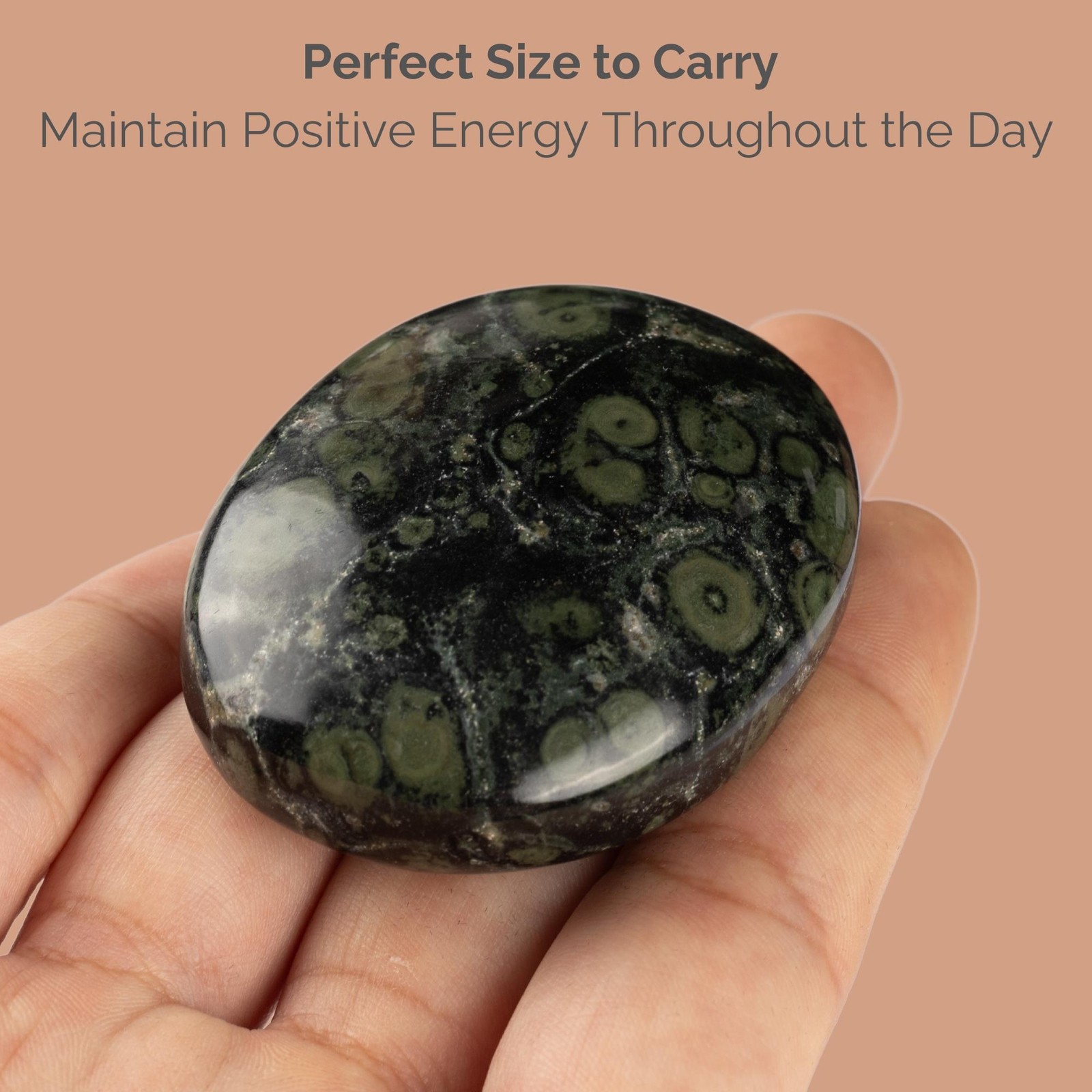 Kambaba Jasper Crystal Palm Stone for Anxiety Relief, Polished Worry Stone, Gift