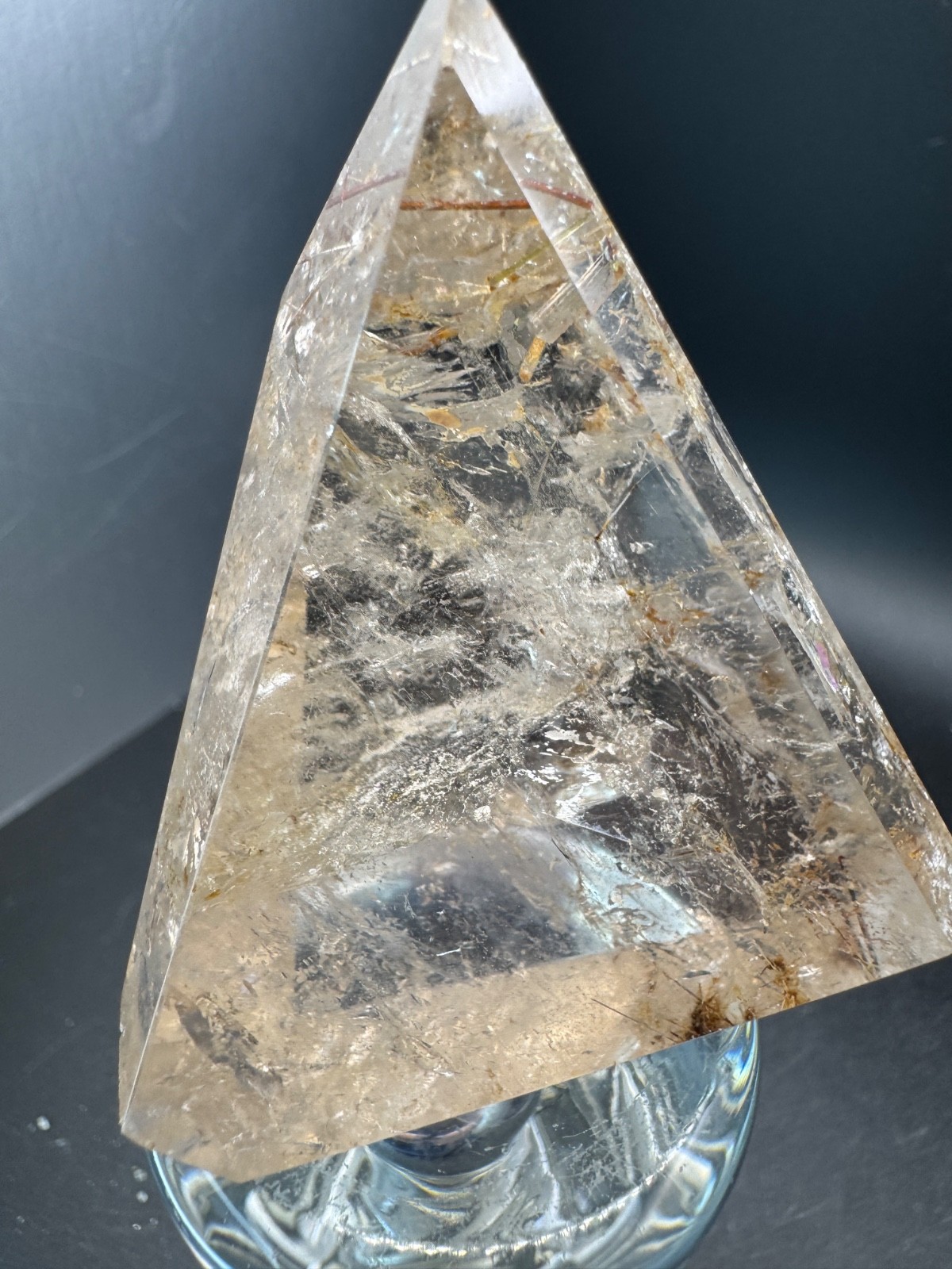 6516 Clear Quartz Free Form with Red and Gold Rutile Brazil 125g