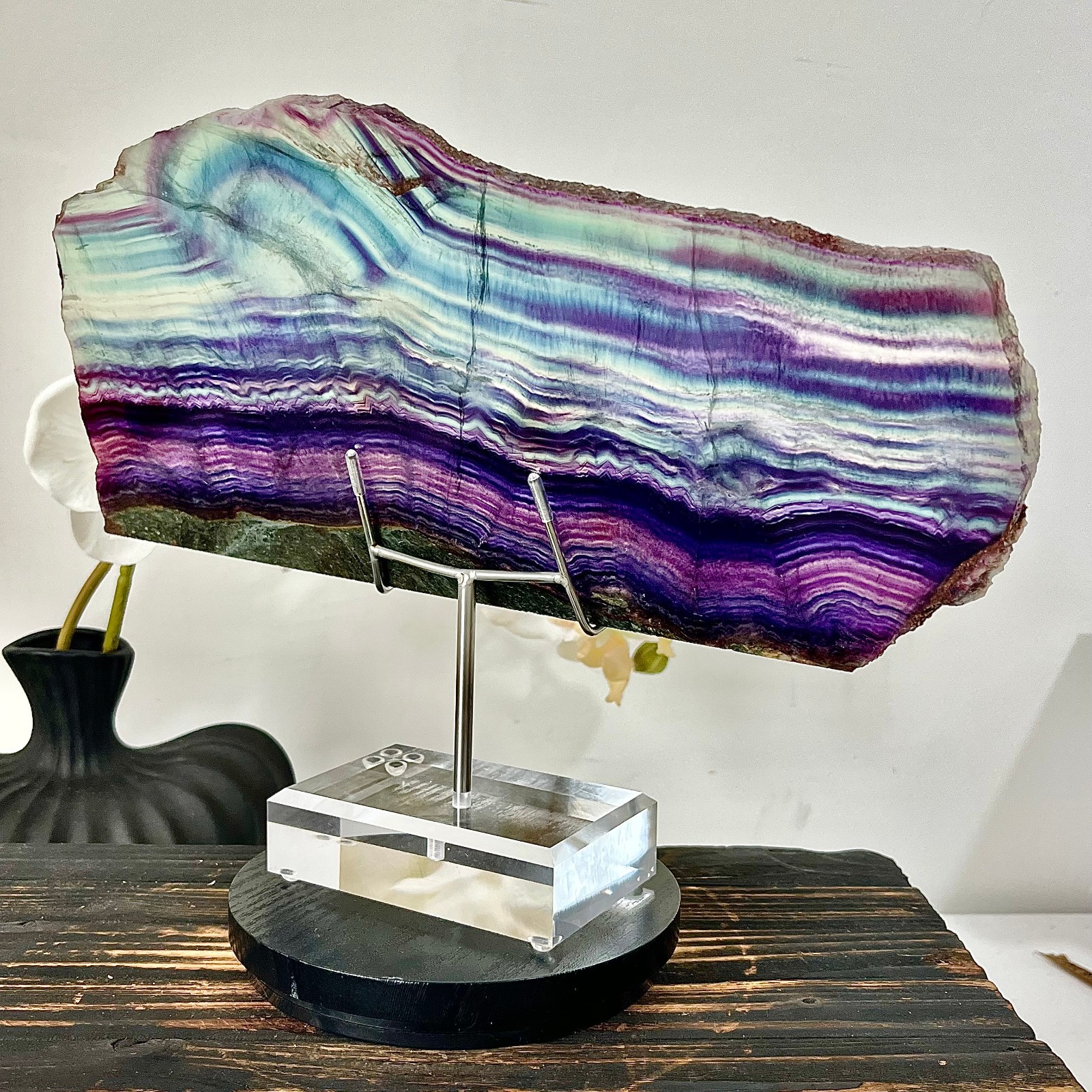 2.24LB Large natural fluorite, beautiful colored fluorite slices, crystal spirit