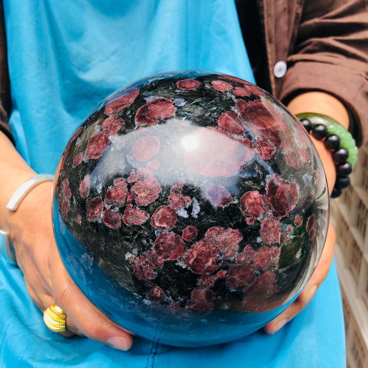 14.82LB Natural Firework Stone Quartz Sphere Crystal Ball Healing Decorati 4983