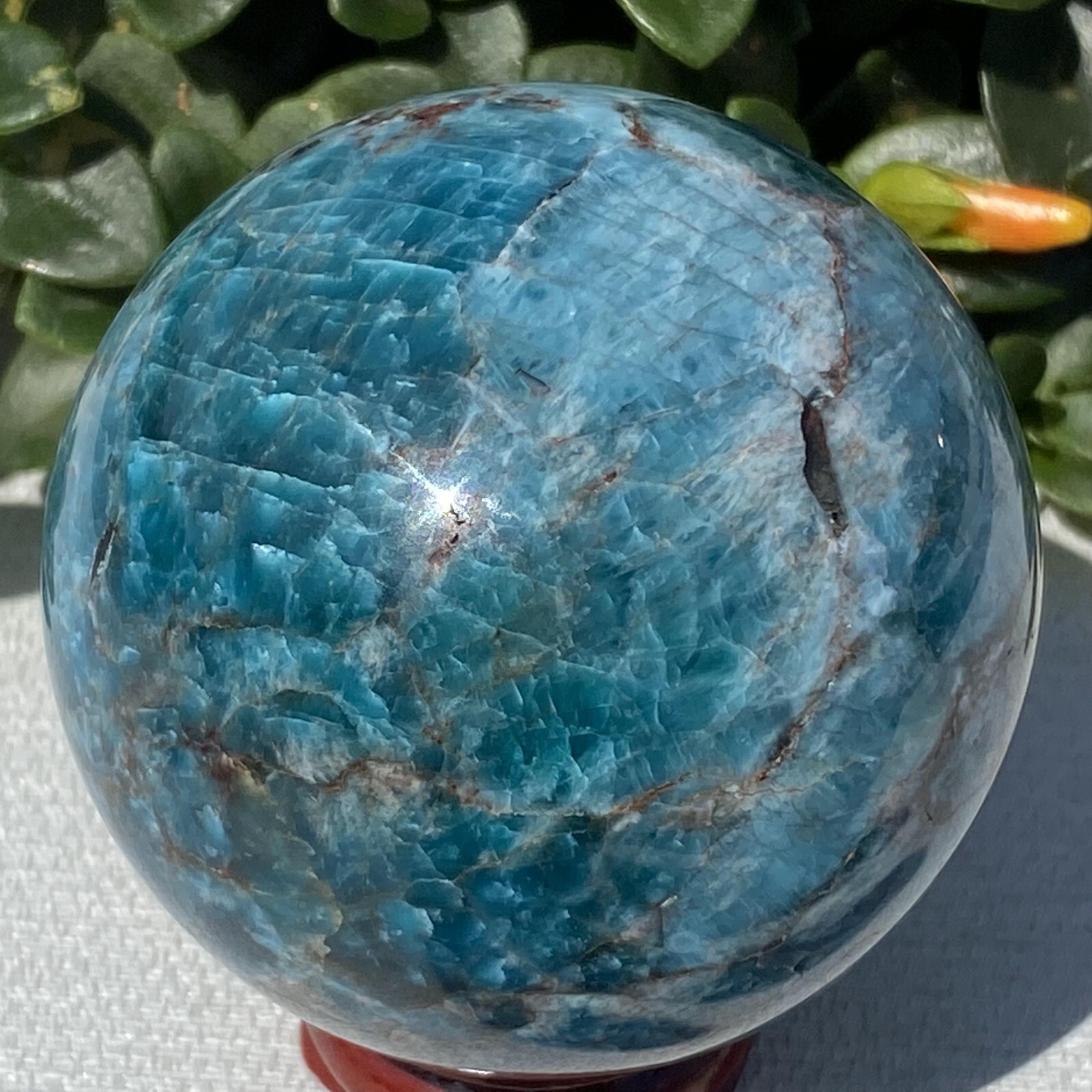1pc Natural Blue Apatite Ball Sphere Quartz Crystal Mineral Reike Healing 58.7mm