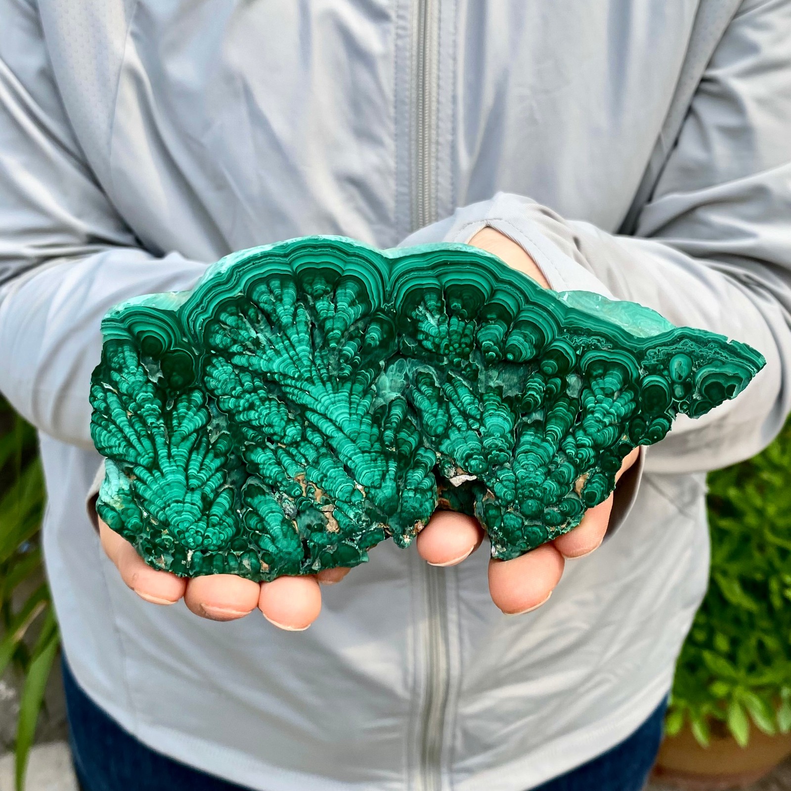430G Natural malachite slice quartz crystal luster mineral specimen