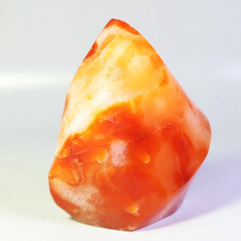 370g Natural Red Orange Carnelian Agate Stone Quartz Crystal Flame Freeform