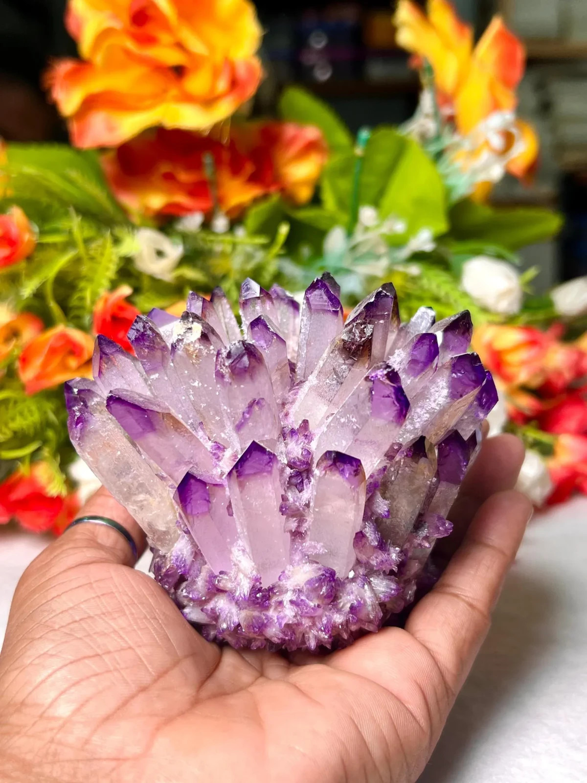 300g Purple Quartz Crystal Cluster Raw Gemstone Home Decoration Mineral Specimen