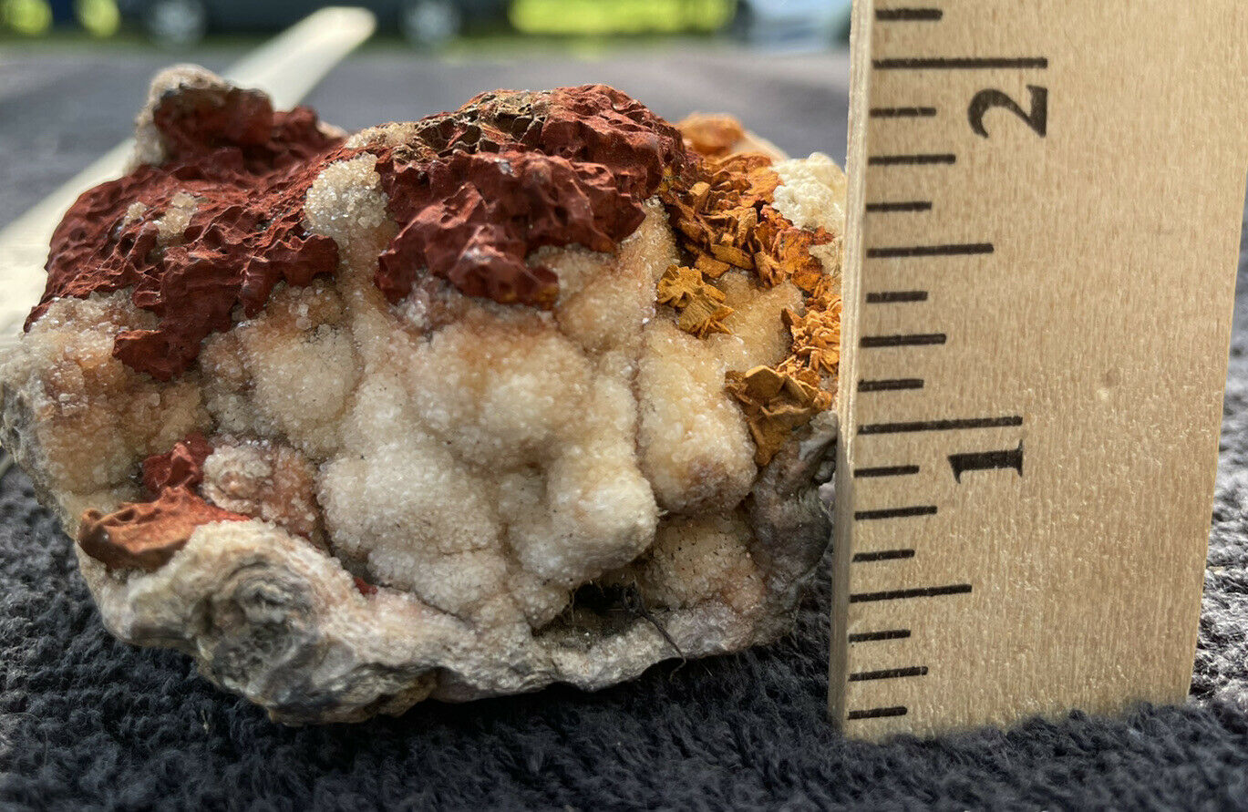 292g Druzy Quartz on Lace Agate Red Yellow Fire Look Crystal Cluster – Missouri