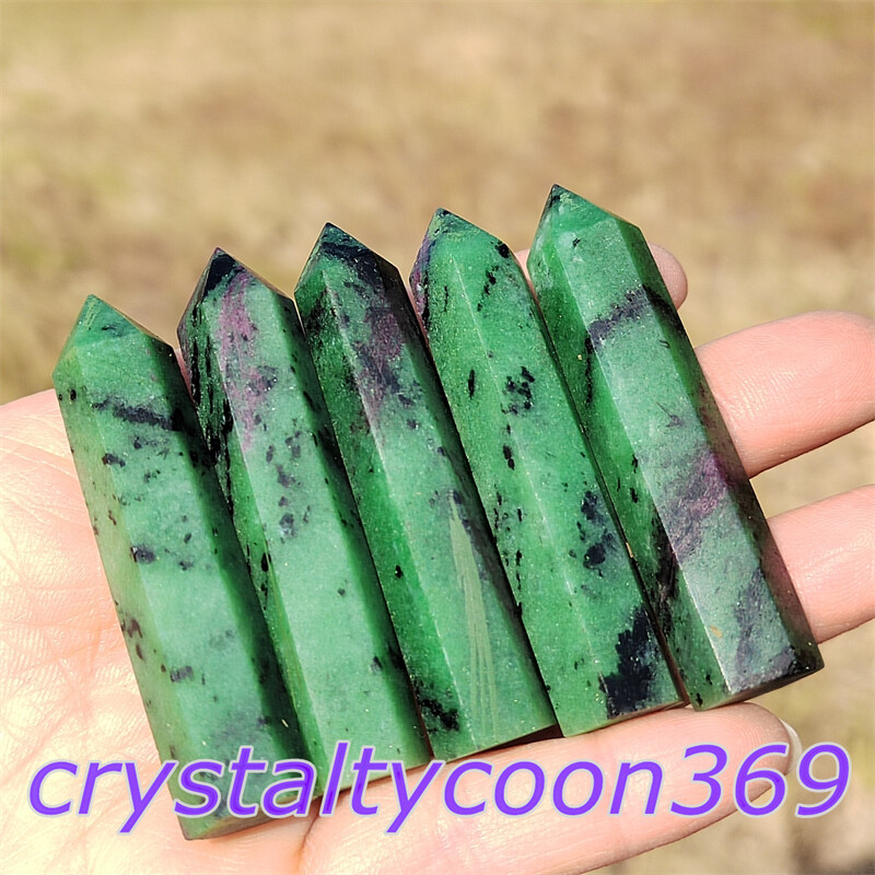 5pcs Natural Zoisite Quartz Obelisk Crystal Wand Point Tower Reiki Healing 5.5cm