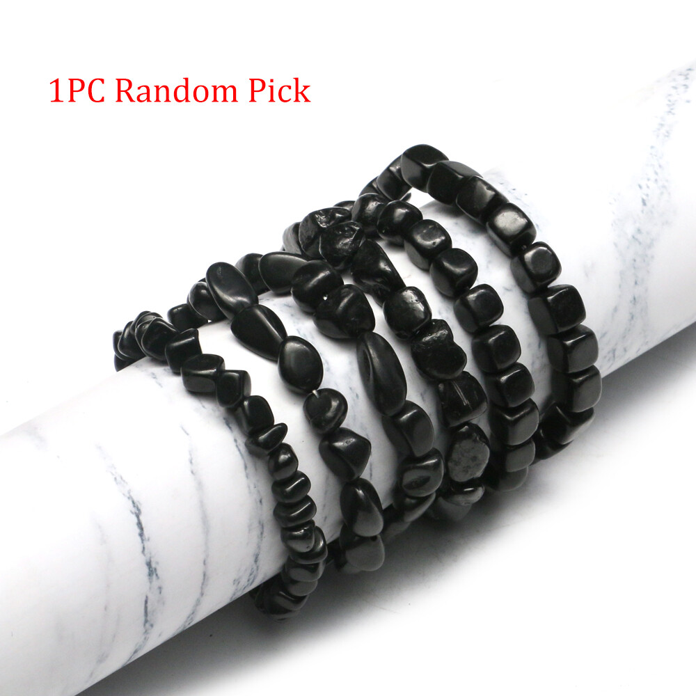 1pc Shungite Beaded Bracelet Tumbled Stones Crystal EMF Protection Healing Reiki